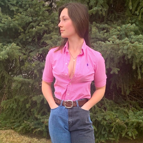 Ralph Lauren Tops - Pink checkered Ralph Lauren button down